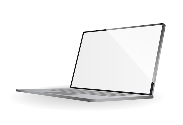 Electronic device mockup White laptop New version of modern premium hardware Gadget template with shadow isolated on white background