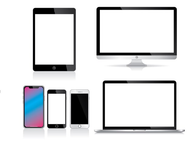 Electronic Devices on white Background