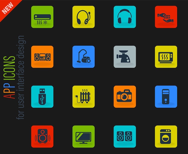 Electronics supermarket icon set