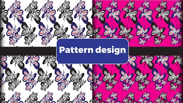 Elegant butterfly fabric pattern design black and white color background