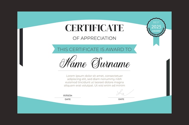 elegant certificate of appreciation modern template