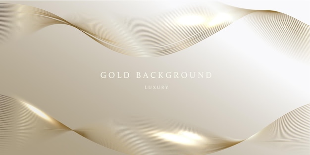 Elegant cream shade background with line golden elements realistic luxury Premium Vector