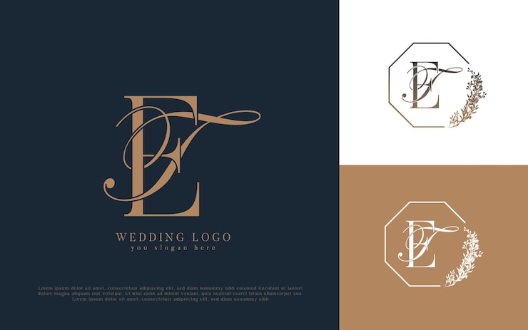 Vektör elegant et wedding logo with initials and floral elements