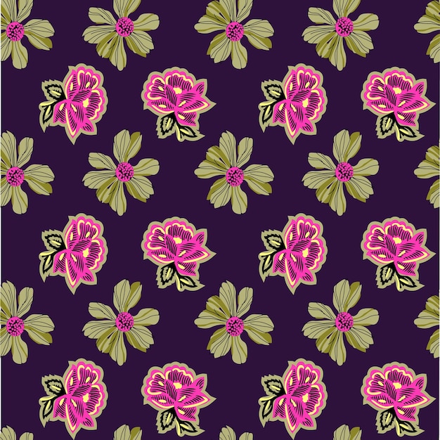 Elegant Floral Pattern on a Purple Background