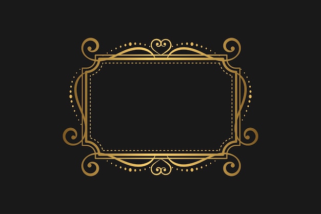 Elegant gold vintage frame on black background with empty space for text Vector illustration