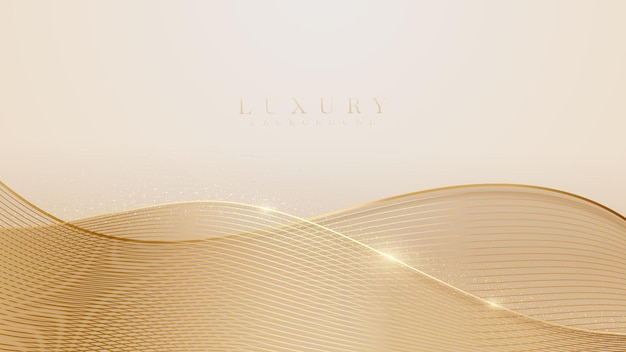 elegant golden curves on pastel yellow background. vector illustration.