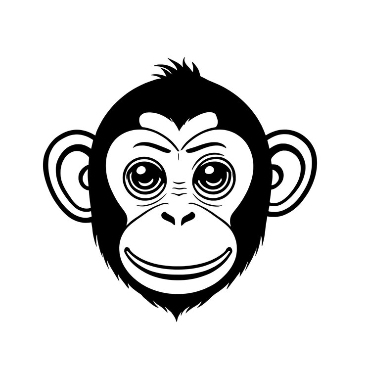 Vektör elegant line art icon of a monkey on a white background