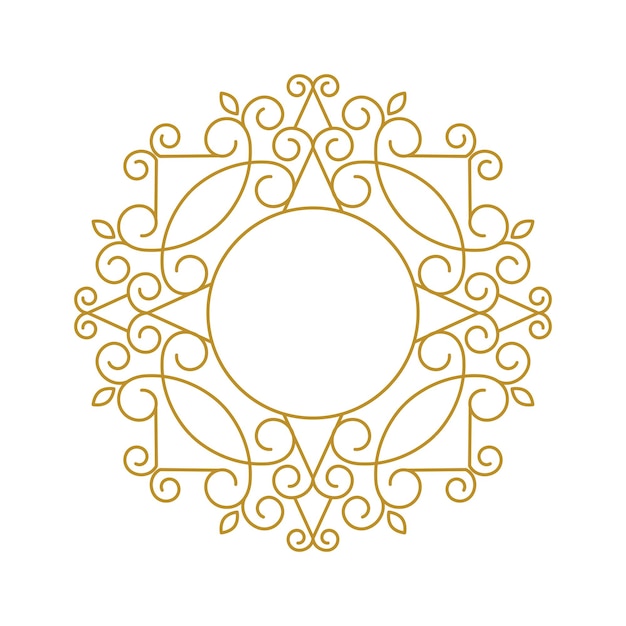 Elegant luxury vintage gold floral frame on white background