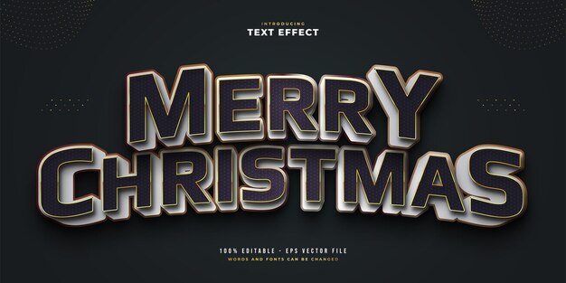 elegant merry christmas text in black and white style with 3d embossed effect. editable text style effect