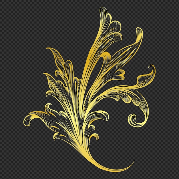 Elegant ornament med guldbelagte blade og blomstermotiver