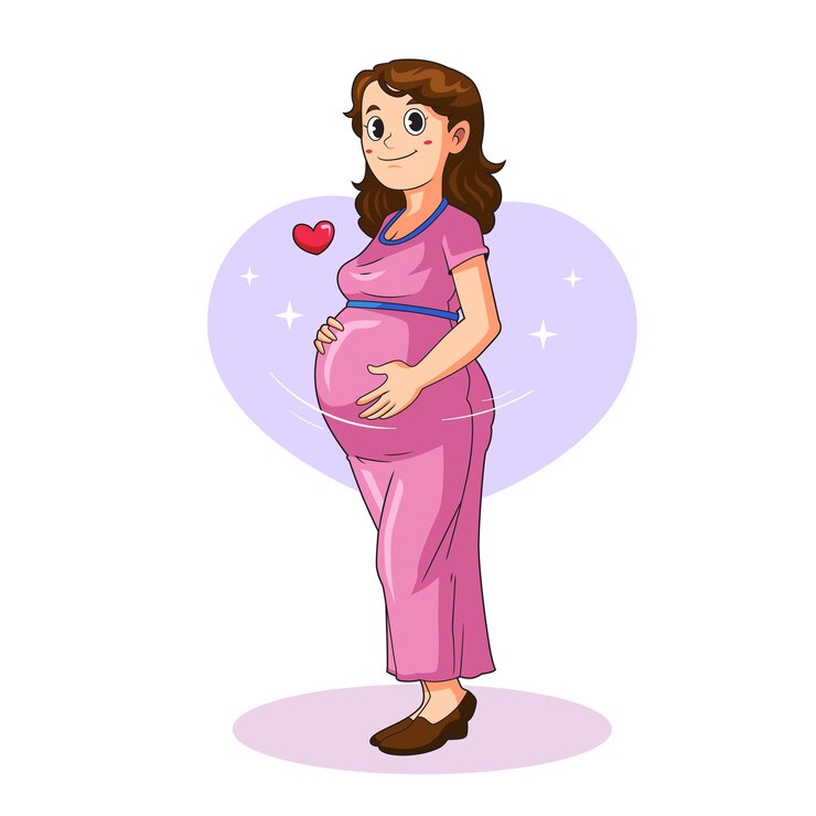 Vektör elegant pregnant lady in pink with a joyful smile