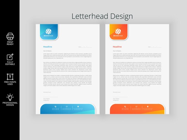 Elegant Professional Modern corporate Business print ready letterhead design bundles