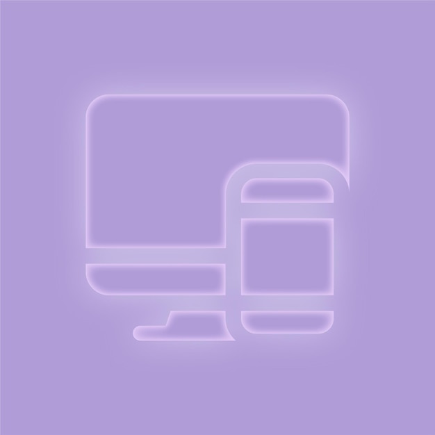 elegant purple glow effect computer and mobile devise icon on purple background
