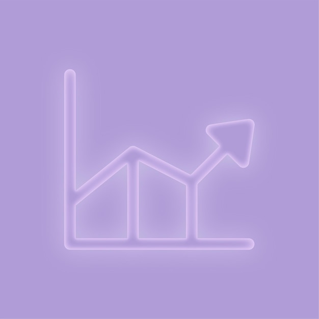 Elegant Purple Glow Effect Line Chart Icon on Purple Background