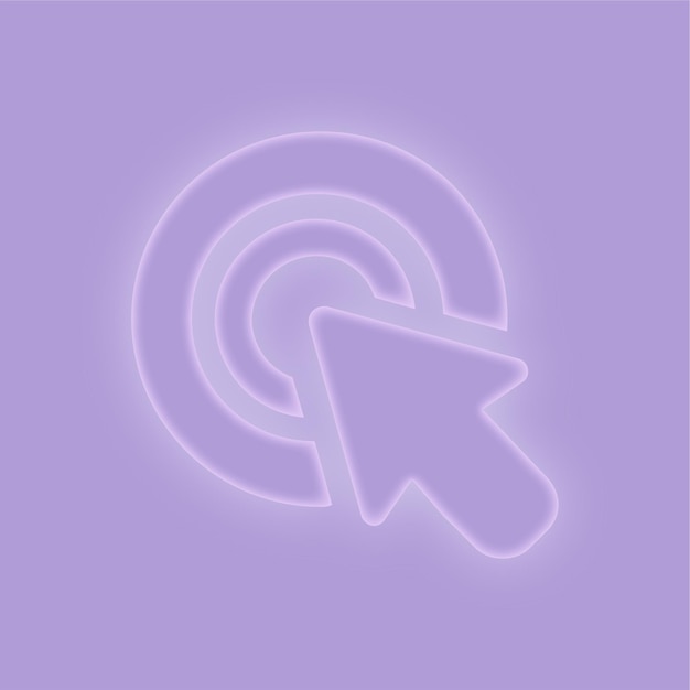 Elegant Purple Glow Effect Mouse Pointer Icon on Purple Background