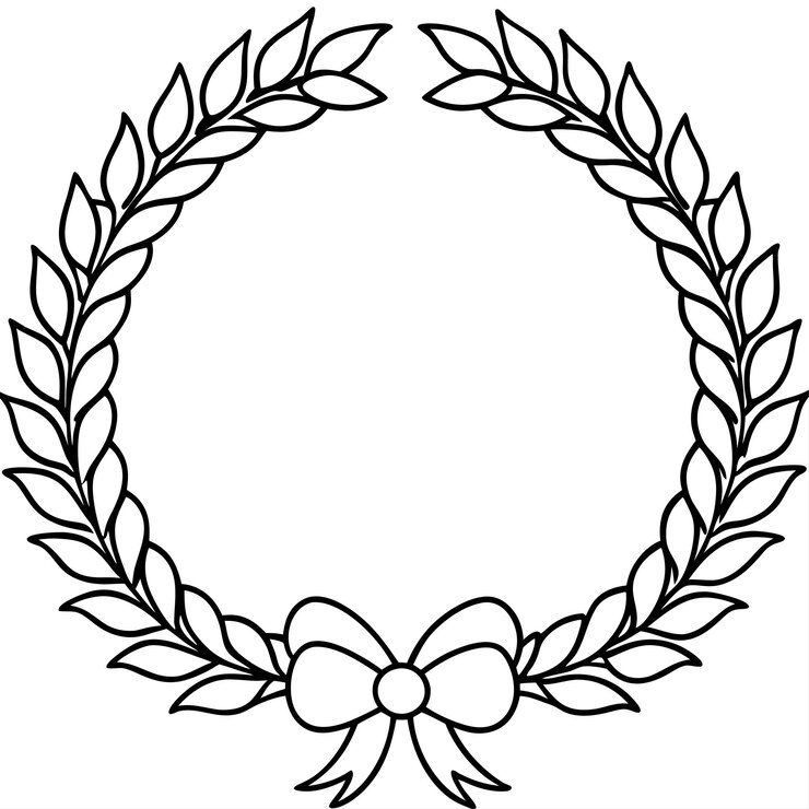 Vektör elegant wreath vector line art