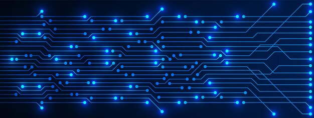 Elektrik ışıklı mikroçip ile soyut Teknoloji Arka Planı mavi devre kartı deseni
