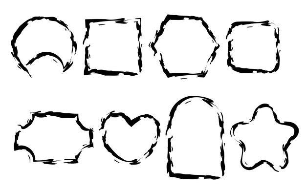 elements of curved lines linear frames black shapes vector set