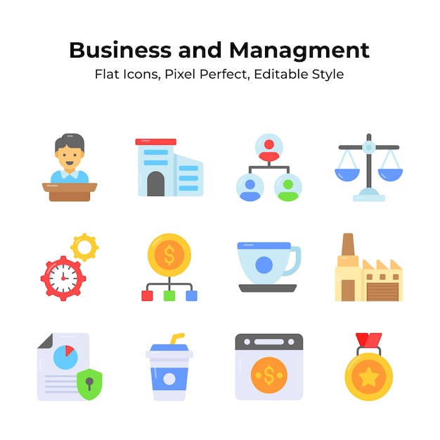 Elevate your project with the guidance of business and management icons lead with confidence