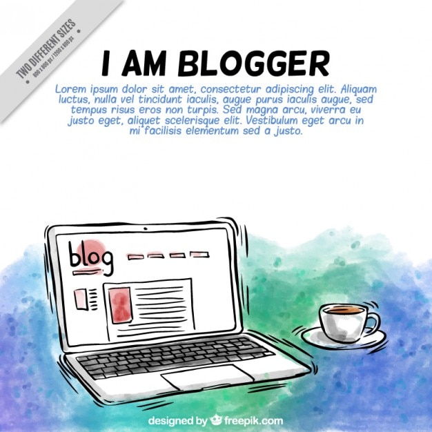 Vektör elle çizilmiş dizüstü bilgisayar blog arka planı