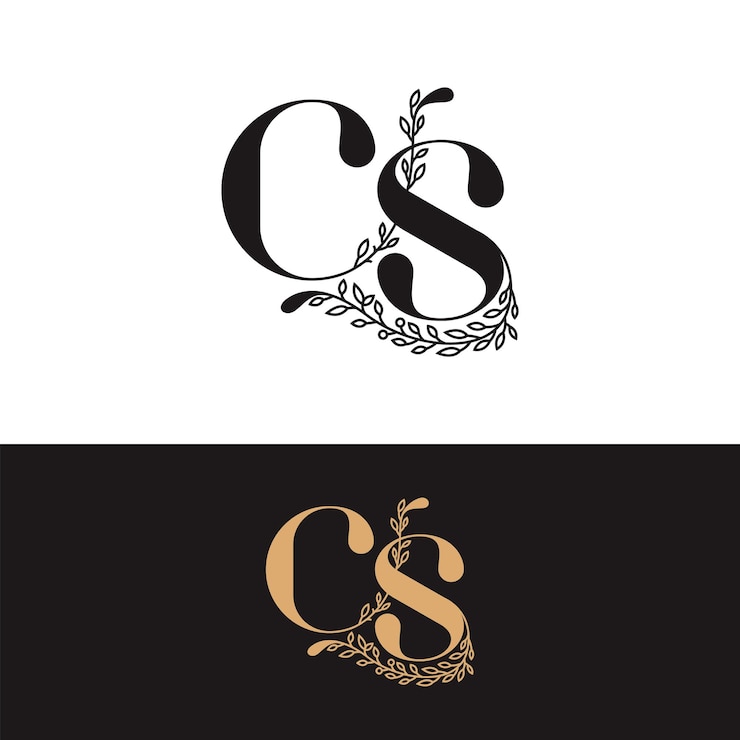 Vektör elle çizimi düğün monogramı cs logosu