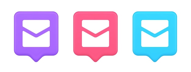 Email brev indgående besked lukket kuvert mobil applikation knap 3d realistisk ikon