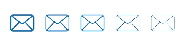 Email button icon Symbol collection thin outline set