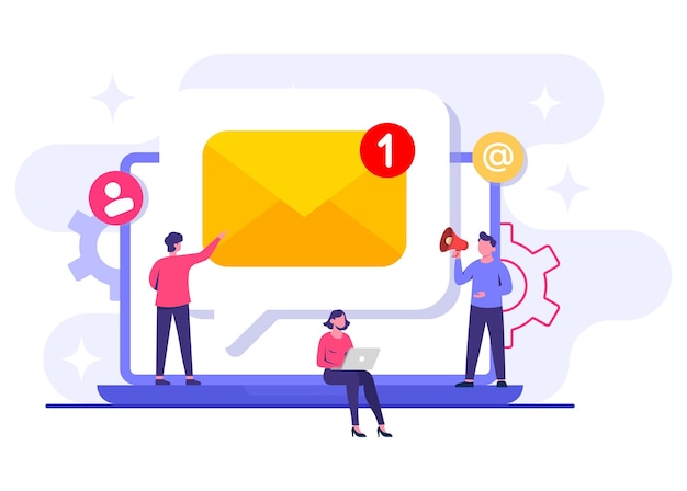 Email marketing flat illustration vector concept Business strategy Advertising Email newsletter