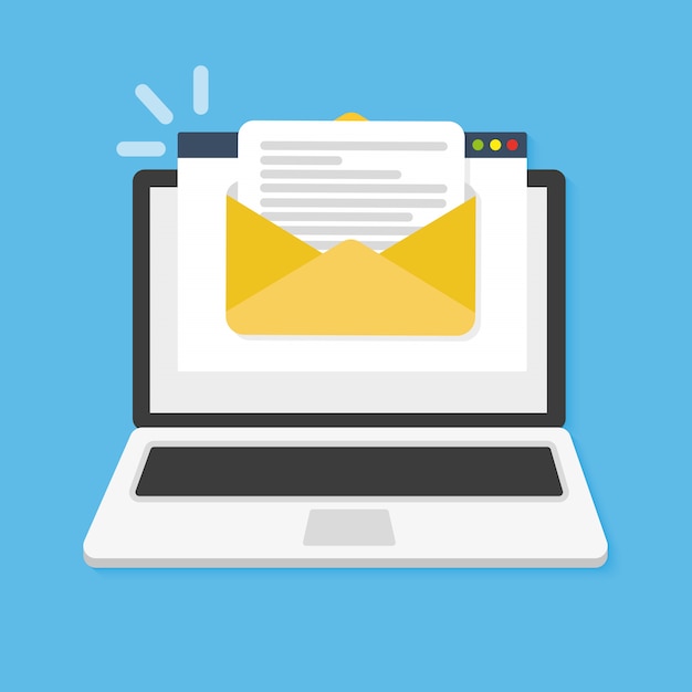 Email on a laptop illustration