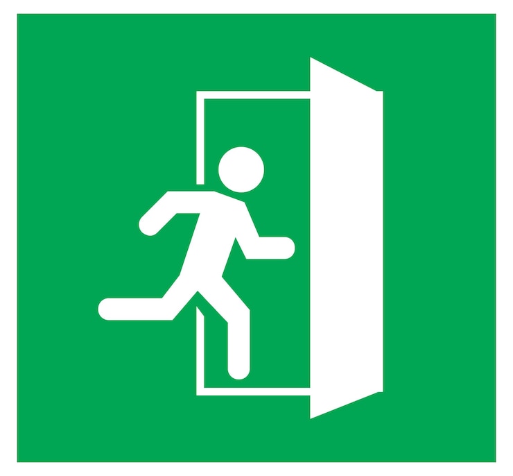 Vektor emergency exit sign running man icon to door warning sign plate warning sign danger icon green co