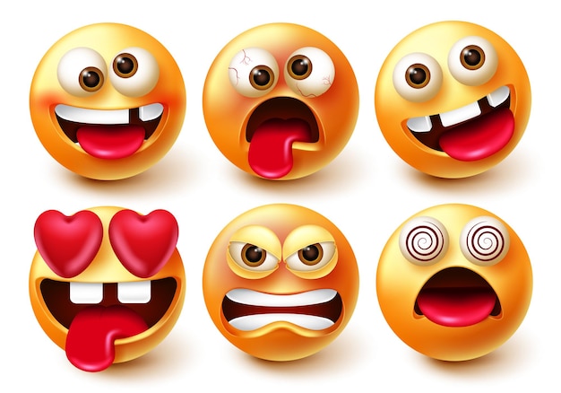 emoticon character vector set. emoji 3d characters with expressions and emotions like in love.