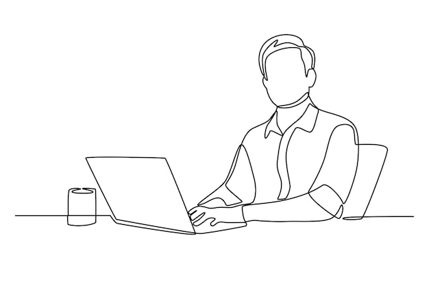 employees work in the office office concept oneline drawing