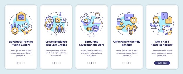 Employer support for working parents onboarding mobile app screen
