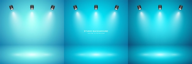 empty blue studio abstract backgrounds with spotlight effect product showcase backdrop stage