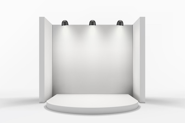 Empty Exhibition Podium with Spotlights