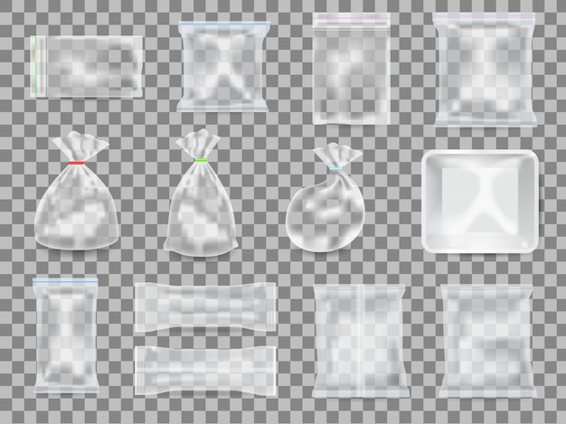 Empty transparent packs realistic   bundle.