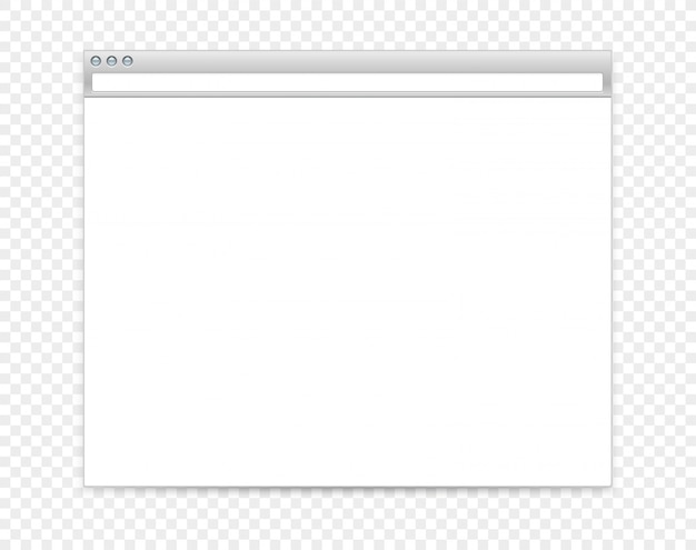 Empty web browser window isolated on transparent background. Template for any content