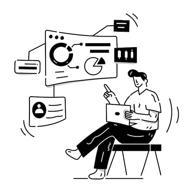 En illustrativ vektor bi data online datadiagram