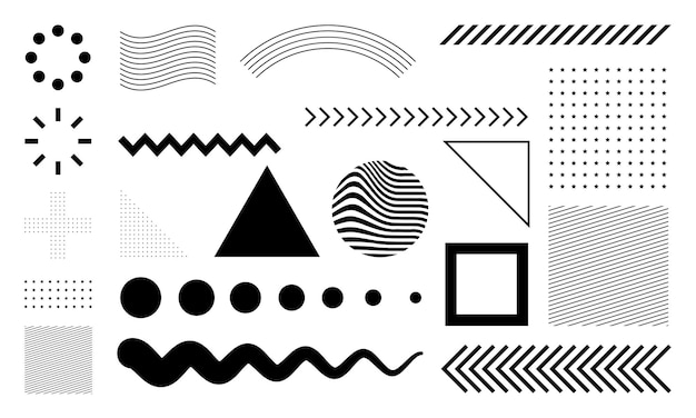 En samling af abstrakte formede designs, der er egnede til designelementer som f.eks. baggrunde, brochurer