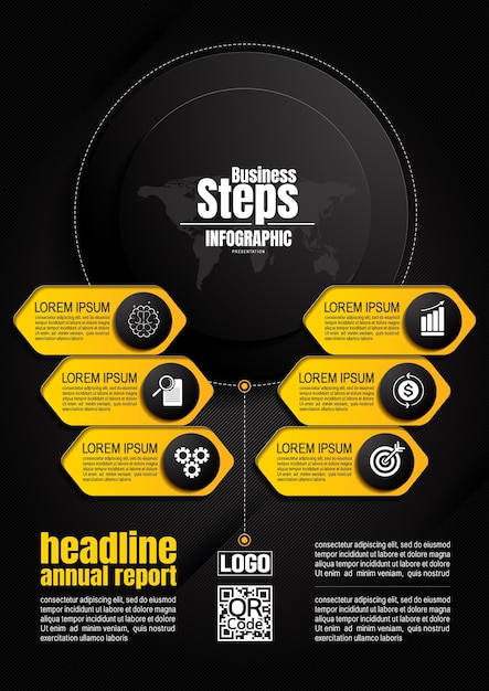 engaging black and yellow infographic templates for presentations dynamic layouts