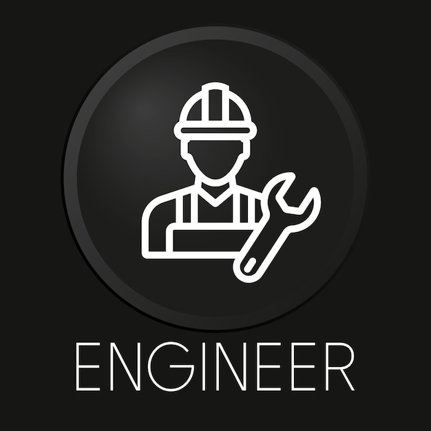 Engineer minimal vector line icon on 3D button isolated on black background Premium Vector