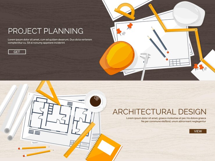 Vektör engineering and architecture vector illustration drawing and construction architectural project