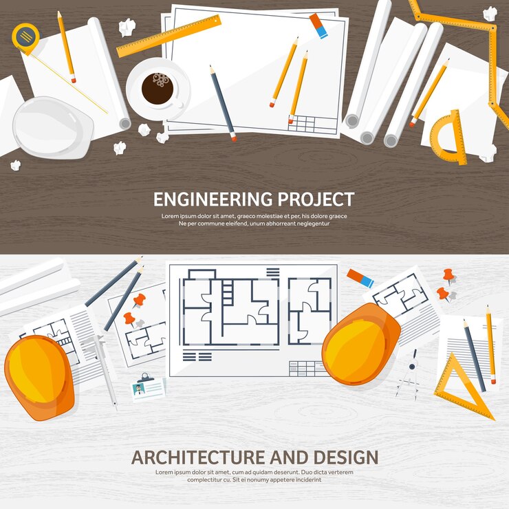 Vektör engineering and architecture vector illustration drawing and construction architectural project