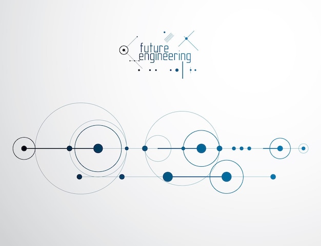 engineering technological vector wallpaper made with circles and lines. modern geometric composition can be used as template and layout. abstract technical background.