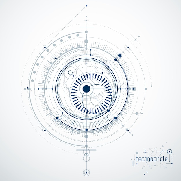 Engineering technology vector wallpaper made with circles and lines. Technical drawing abstract background.