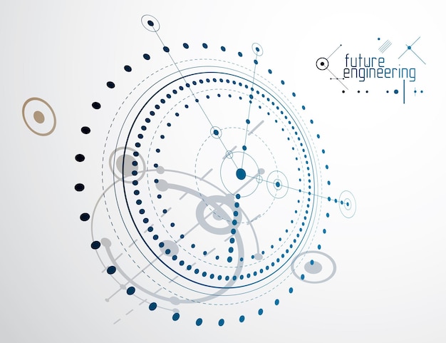 Engineering technology vector wallpaper made with circles and lines. Technical drawing abstract background.