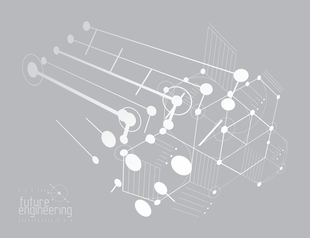 Engineering technology vector wallpaper made with circles and lines. Technical drawing abstract background.