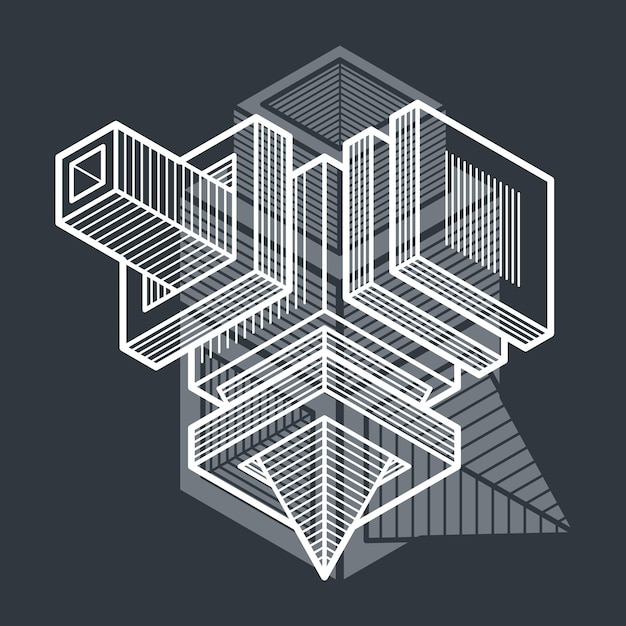 Engineering three-dimensional construction, abstract vector trigonometric shape.