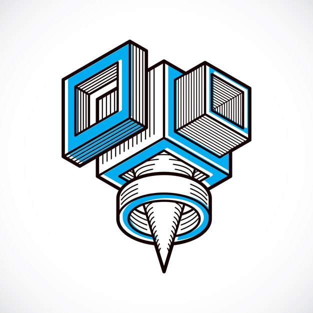 Engineering three-dimensional construction, abstract vector trigonometric shape.