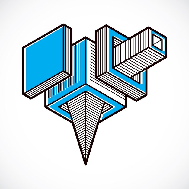 Engineering three-dimensional construction, abstract vector trigonometric shape.